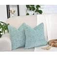 thumbnail image 4 of 24x24 Pillow Covers Mint Green Set of 2, Textured Chenille Large Square Cushion Covers / Pillow Shams Light Green, Oversized Soft Pillowcases For Sofa couch Bed, 4 of 7