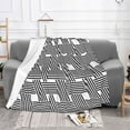 thumbnail image 3 of LNWH Super Soft Flannel Bed Blanket, Cozy Fluffy Warm All Seasons Cross Black Stripes Pattern Throw Blankets for Sofa Bedding, 50"x40", 3 of 8