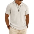 thumbnail image 2 of Domuza Men Summer Linen Polo Shirts Solid Color Buttons Down Fashion Short Sleeve Casual Loose Hawaii Beach Shirt White L, 2 of 4