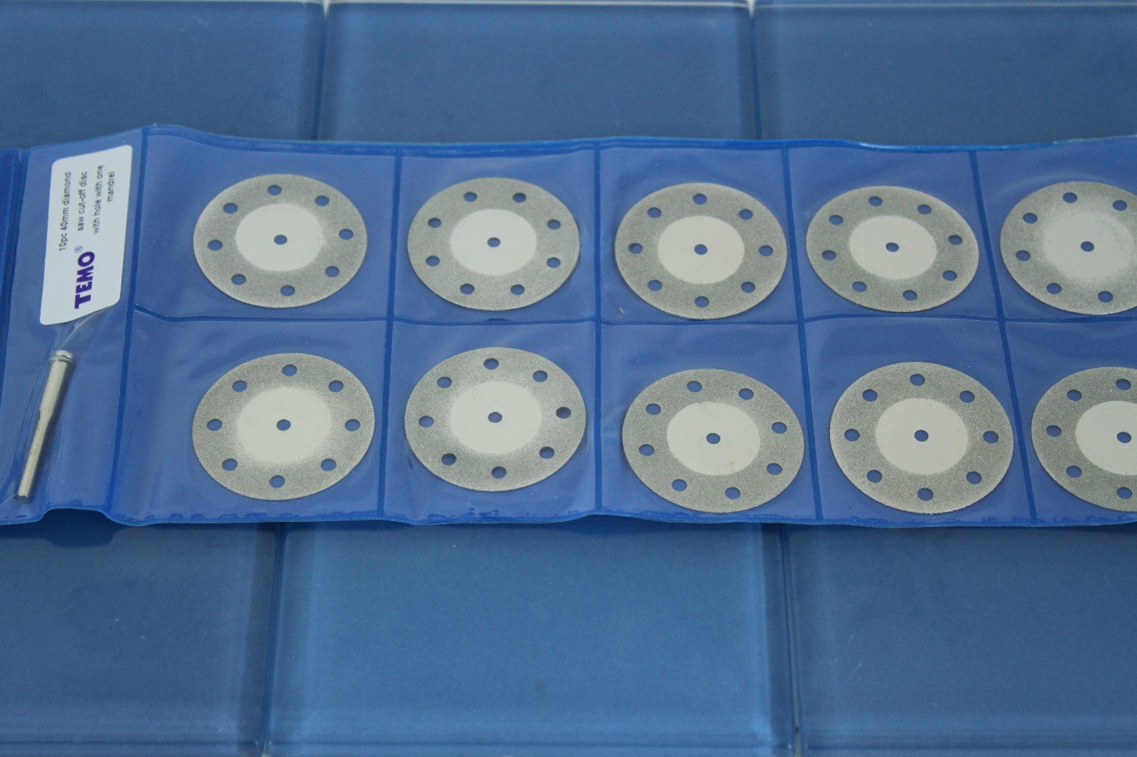 TMAX 10 pc 1.5 Inch 40mm Breath Hole Diamond Coated Cutoff Discs Cut Off Saw Wheel with Mandrel of 1/8 Inch Shank for Dremel and Other Rotary Tools