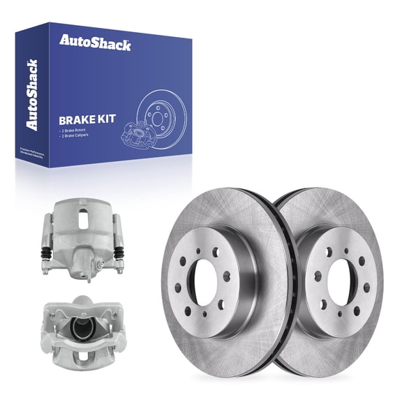 AutoShack Front Vented Brake Rotors   Calipers 4-PC Brake Kit Replacement for 2010-2014 Honda Insight 1996-2005 Honda Civic 1997-2000 Acura EL 10.3" (261.5 mm)