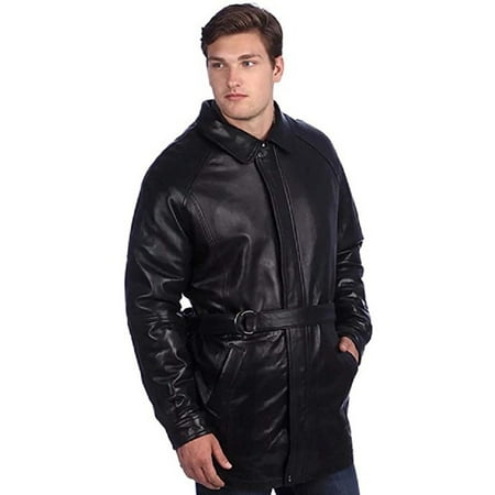 United Face Men's Leather Car Coat (Best Face Chat For Android)