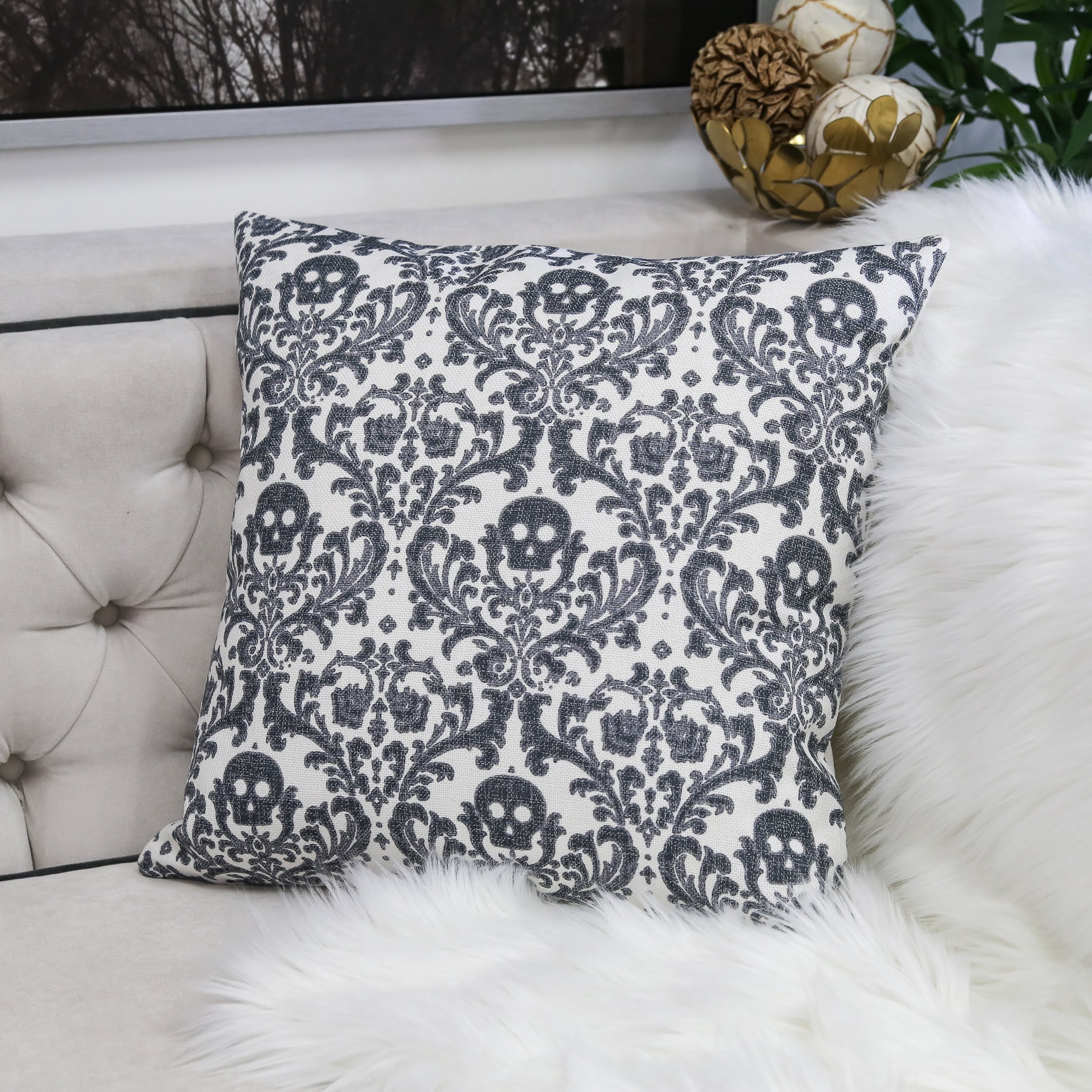 Raven Gray Abstract Polyester 20 in. x 20 in. Throw Pillow (Set of 2)