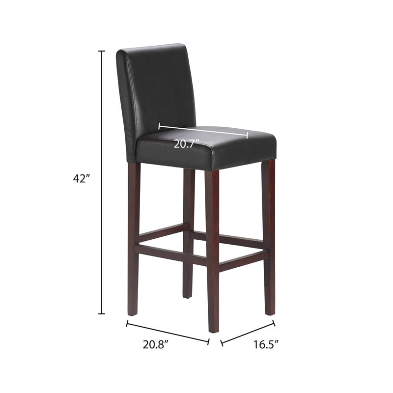 Serta Liam 29 5 Leather Bar Stool Set Of 2 Chocolate Dark Brown Walmart Com Walmart Com