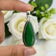 thumbnail image 2 of SATYAVIE JEWELLERY 925 Sterling Silver Natural Green Onyx Gemstone Pendant for Women – Silver Oxidized Pendant– Handmade Vintage Green Gemstone Jewelry, 2 of 6