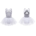 thumbnail image 4 of MSemis Kids Girls Shiny Sequins Ballet Dance Dress Sleeveless Criss Cross Back Leotard Tutu Skirt, 4 of 4