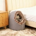 thumbnail image 5 of Winter Warm Pet Cave Bed, Cat Beds for Indoor Cats, Cat Tents for Indoor Cats, Removable and Washable Winter Closed-Off Cat Beds, Soft Warm Pets House (Brown,S), 5 of 7