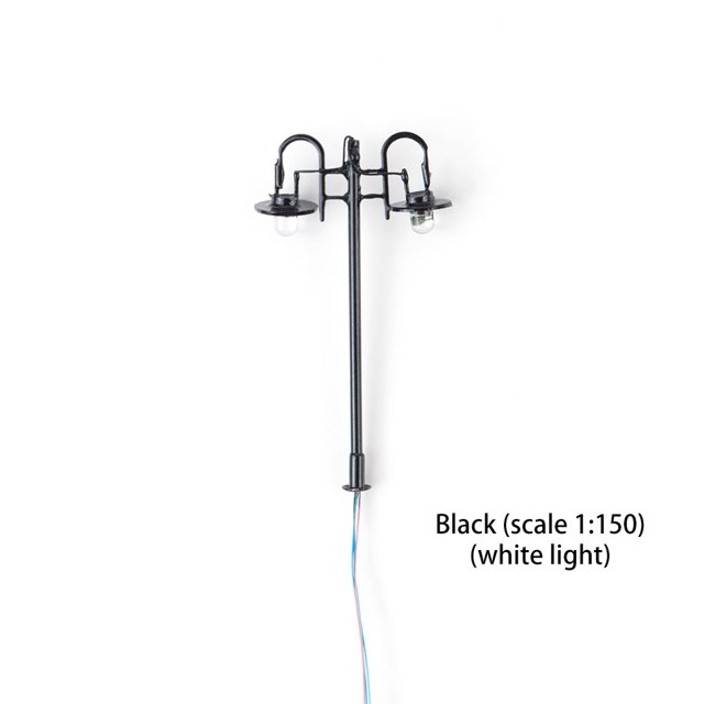Model Lamppost Scaled 1:200 Home Micro Building Layout Decorations LED Railway Light Crafts Track Lamp Sand Scenery Toys Black(1:150)(White)