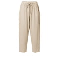 thumbnail image 7 of Miluxas Women's Striped Wide Leg Pants High Waist Drawstring Casual Loose Trousers with Patch Pockets Lightweight Summer Street Vacation Pants Coffee, 7 of 7