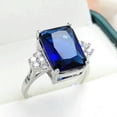 thumbnail image 5 of 10*15mm Blue Zirconia Princess Cut Band Womens 925 Silver Wedding Ring Size 6-10, 5 of 5