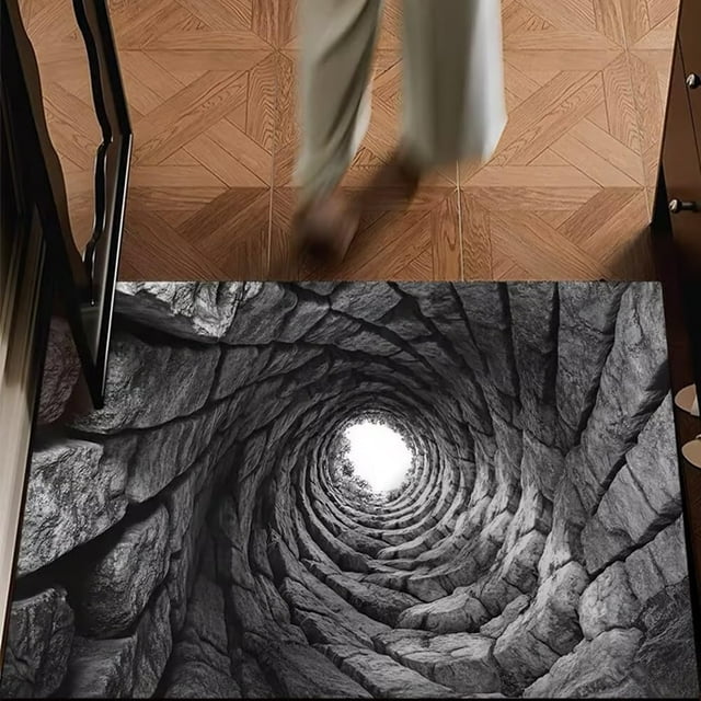 3D Optical Illusion Doormat - Endless Abyss Pattern, Non-Slip & Water-Absorbent Floor Mat for Indoor/Outdoor Home Decor