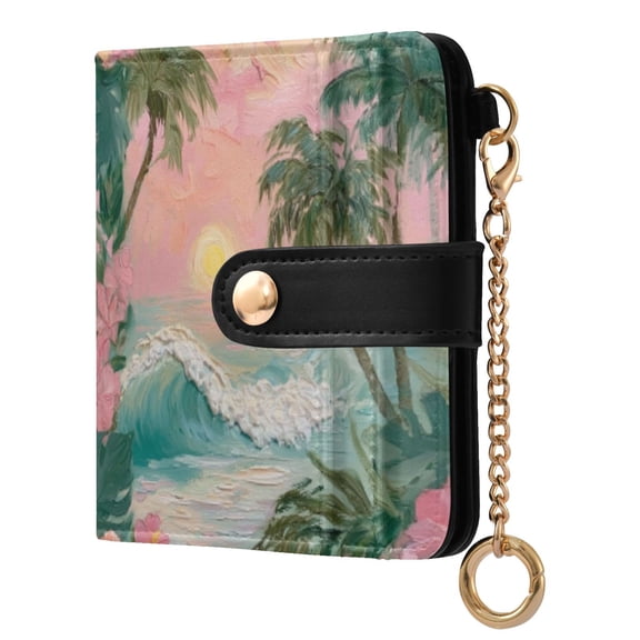 Womens Wallet PU Leather Bifold Small Purse with RFID Blocking Credit Card Holder Sunset by The Sea