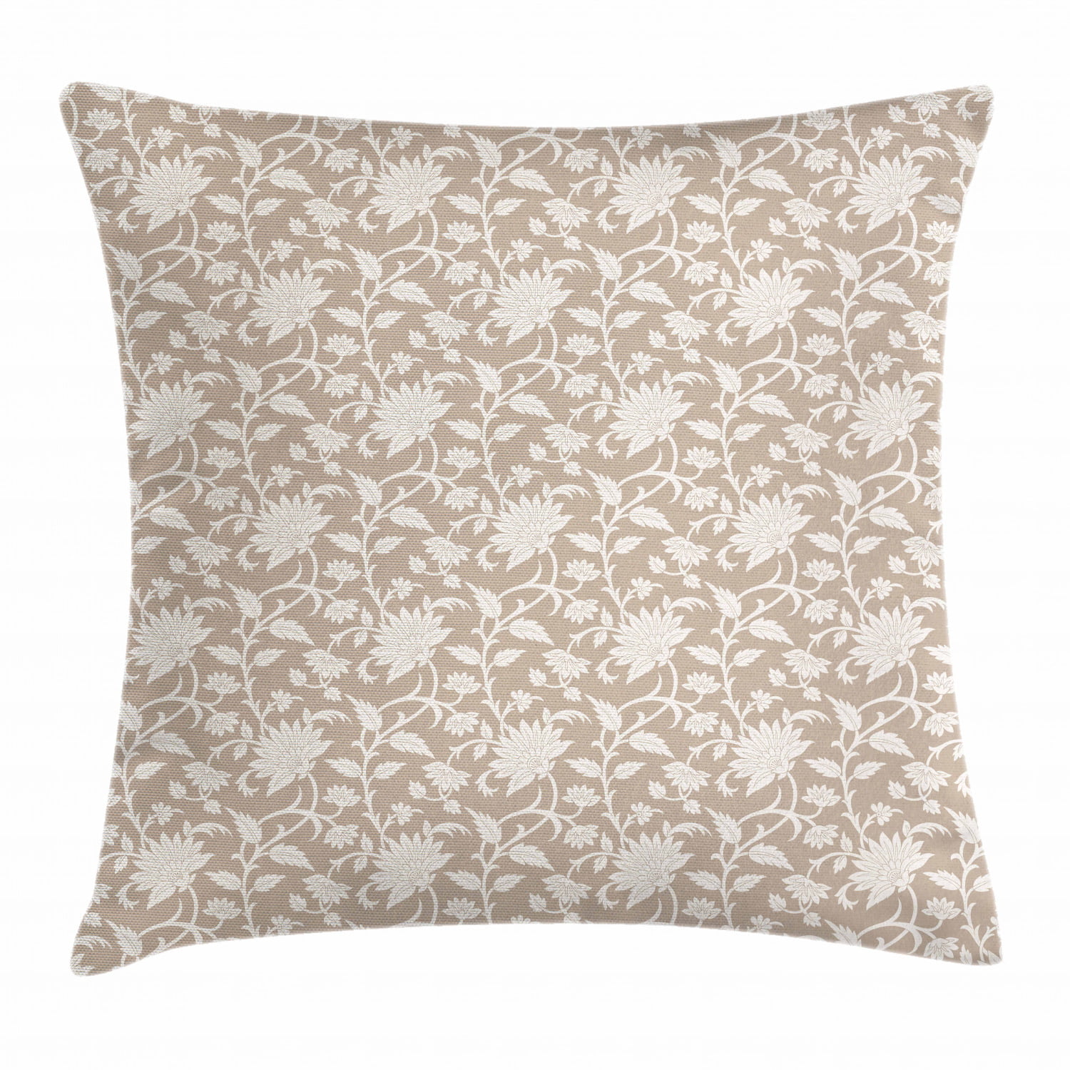 Floral Throw Pillow Cushion Cover, Floral Arrangement with Monochrome ...