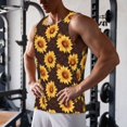 thumbnail image 5 of Fuzoiu Chocolate Plaid Sunflower A Print Men's Workout Tank Tops,Sleeveless Gym Shirt Quick Dry,Fitness Bodybuilding T-Shirt,Muscle Athletic Workout Tee-XX-Large, 5 of 7