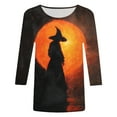 thumbnail image 4 of Halloween Shirts for Women 3/4 Sleeve Length Womens Tops Fall Fashion 2025 Witch Pumpkin Ghost Spooky Season Shirt, 4 of 4