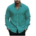 thumbnail image 2 of LODIENY Mens Wrinkle Free Dress Shirts Long Sleeve Untucked Shirts Casual Button Down Inner Contrast Business Shirts Mint Green XXL, 2 of 6