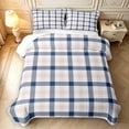 thumbnail image 2 of Manfei Classic Plaid Twin Quilt Set,Geometric Stripes Twin Coverlet Set,Navy Pink White,2 Pieces,1 Bedspread and 1 Pillowcase, 2 of 7