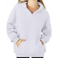 thumbnail image 3 of Htigea Womens Oversized Hoodies Thin Fleece Hooded Sweatshirts Casual Long Sleeve Pullover Tops with Pocket White XXL, 3 of 5