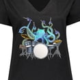 thumbnail image 4 of Inktastic Cute Blue Octopus Drumming Women's Plus Size V-Neck T-Shirt, 4 of 5