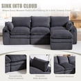 thumbnail image 6 of CARZZI 103" Cloud Modular Sectional Couches for Living Room, Modern L Shaped Boneless Sofa Couch with Ottoman & 2 Lumbar Pillows, Comfy Corduroy Deep Seat 3 Seater Sofa (Gray) | No Assembly Needed, 6 of 7