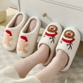 thumbnail image 2 of Cómodas pantuflas de algodón de invierno con dibujos animados de Papá Noel para hombres y mujeres, pantuflas cálidas de algodón para parejas, 2 of 6