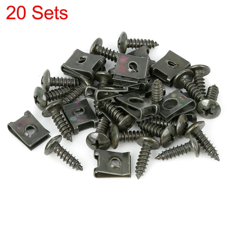 20 Set 4.8x16mm U Clip Screw Assortment Car Clips Fasteners with Screws for  Securing Wires and Cables Army Green 