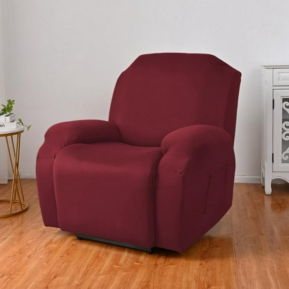 Mictong elastic all inclusive recliner cover, elastic all inclusive sofa cover, rocking chair cover, simple sofa protection cover, thick fabric sofa cover, red, 1 piece