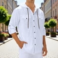thumbnail image 5 of JAJAHO Mens Hooded T Shirt Long Sleeve Lightweight Linen Solid Color Pocket Beach Shirts Casual Drawstring Loose Fit Stylish Tops, 5 of 6