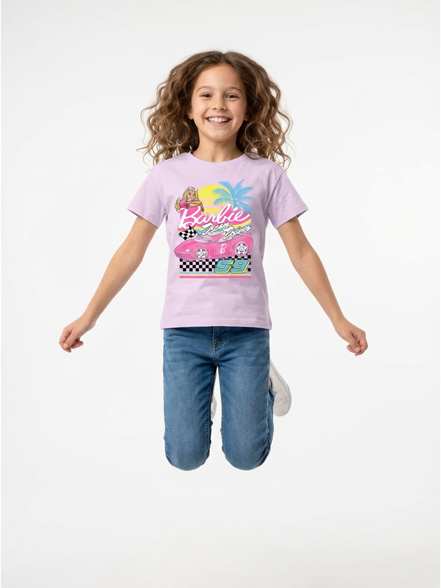 Barbie Girls Dream Driver Graphic T-Shirt with Short Sleeves, Sizes 4-16