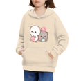 thumbnail image 3 of Xoenoiee Girls Pullover Hoodies Cartoon Cat Pattern, Hooded Sweatshirt with Front Pocket for Kids Workout Travel, Long Sleeve Sportwear for Fall Winter, L, 3 of 7