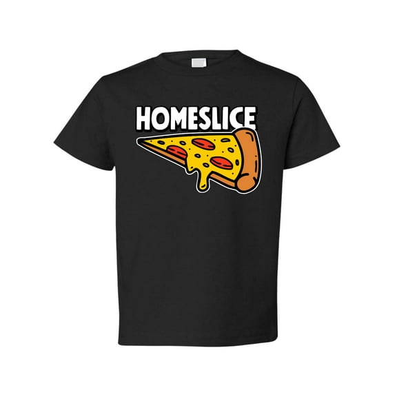 Wild Bobby Homeslice Funny Cute Pepperoni Cheese Pizza Slice Toddler Crew Graphic T-Shirt