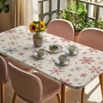 thumbnail image 3 of Christmas Snowflakes Table Cloths for 6 Foot Rectangle Tables, Xmas Snowy Winter Beige Patio Waterproof Elastic Fitted Tablecloths, Washable Rectangular Table Cover for Camping, 3 of 8