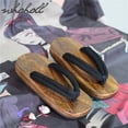 thumbnail image 1 of Geta Summer Man Slippers Japanese Clogs Flip Flops Wood Bottom Flat Slippers Samurai Cosplay Shoes Women Slippers, 1 of 7