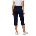 thumbnail image 3 of Tsesme Women’s Capris Elastic Waist Relaxed Fits Straight Leg Cropped Pants Summer High Waisted Lightweight Casual Trousers with Pockets ,Navy,S, 3 of 5