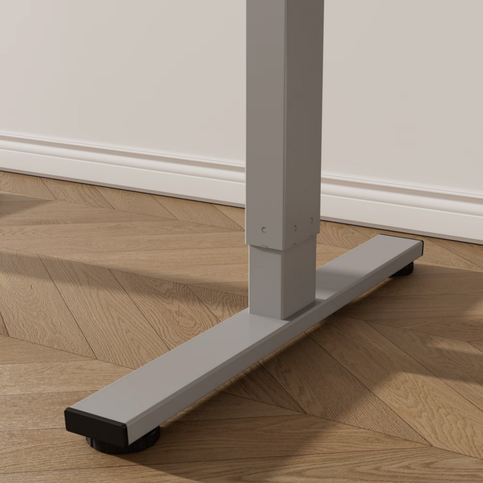 GARITIN 55-Inch Electric Standing Desk with Two-Piece Tabletop, Height Adjustable Sit Stand Desk with Motor Lift System, Home Office Computer Workstation, Grey Frame with White Top