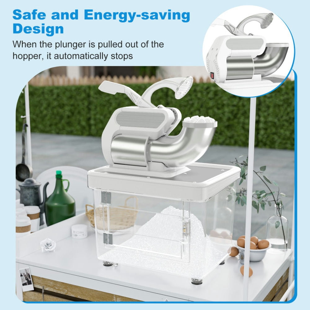 Barara King 300W Commercial Ice Crusher with Dual Blades and Safety Switch-White