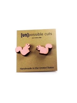 Unpossible Cuts Bacon And Eggs Wood Wooden Earrings Jewelry Unpossible Cuts Squirrel Pink Wood Wooden Earrings Jewelry
