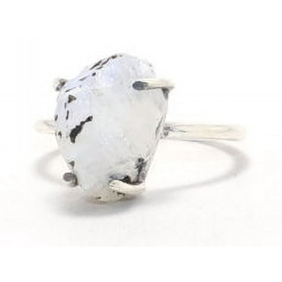Heaven Crafts Raw Rainbow Moonstone Ring 925 Sterling Silver June Birthstone Handcrafted Item Boho Gift For Her