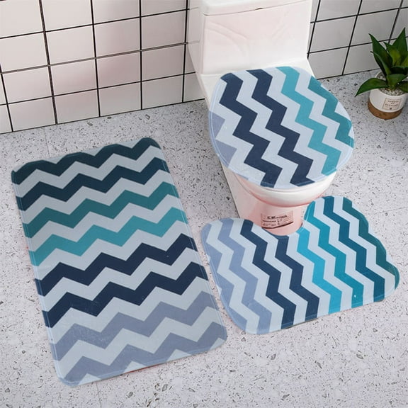 3 Piece Thicken Bath Rugs Set Clearance, Bath Rug   Contour Mat   Toilet Seat Cover, Super Long Soft Microfiber Water Absorbent & Non-Slip Bathroom Rugs