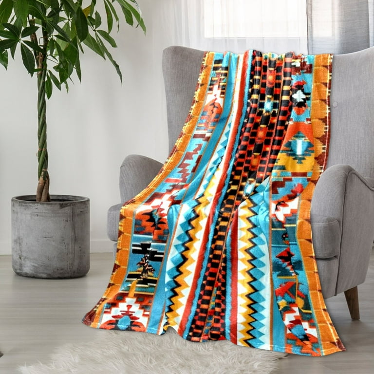Throw Blanket for Couch Blankets for Women 59x51.1 in Colorful Ethnic Indian Striped Walmart