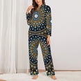 thumbnail image 2 of Fuzoiu Dot Mandala Print Women's Long-Sleeved Pajama,Lounge Button Down Nightwear,Womens Notch Collar Pajama Set-X-Large, 2 of 7