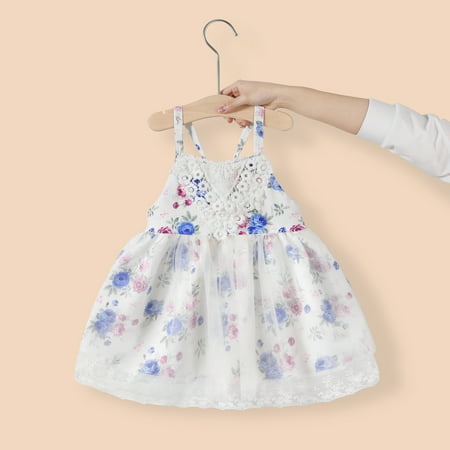 

Toddler Kids Girls Dress Summer Princess Lace Strap Dresses Vacation Beach Sleeveless Ruffles Floral Dress 1-5Y