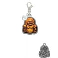 thumbnail image 2 of Delight Jewelry Resin Laughing Buddha in Frame - Silvertone Clip on Charm with Clear Crystal Drop, 2 of 4