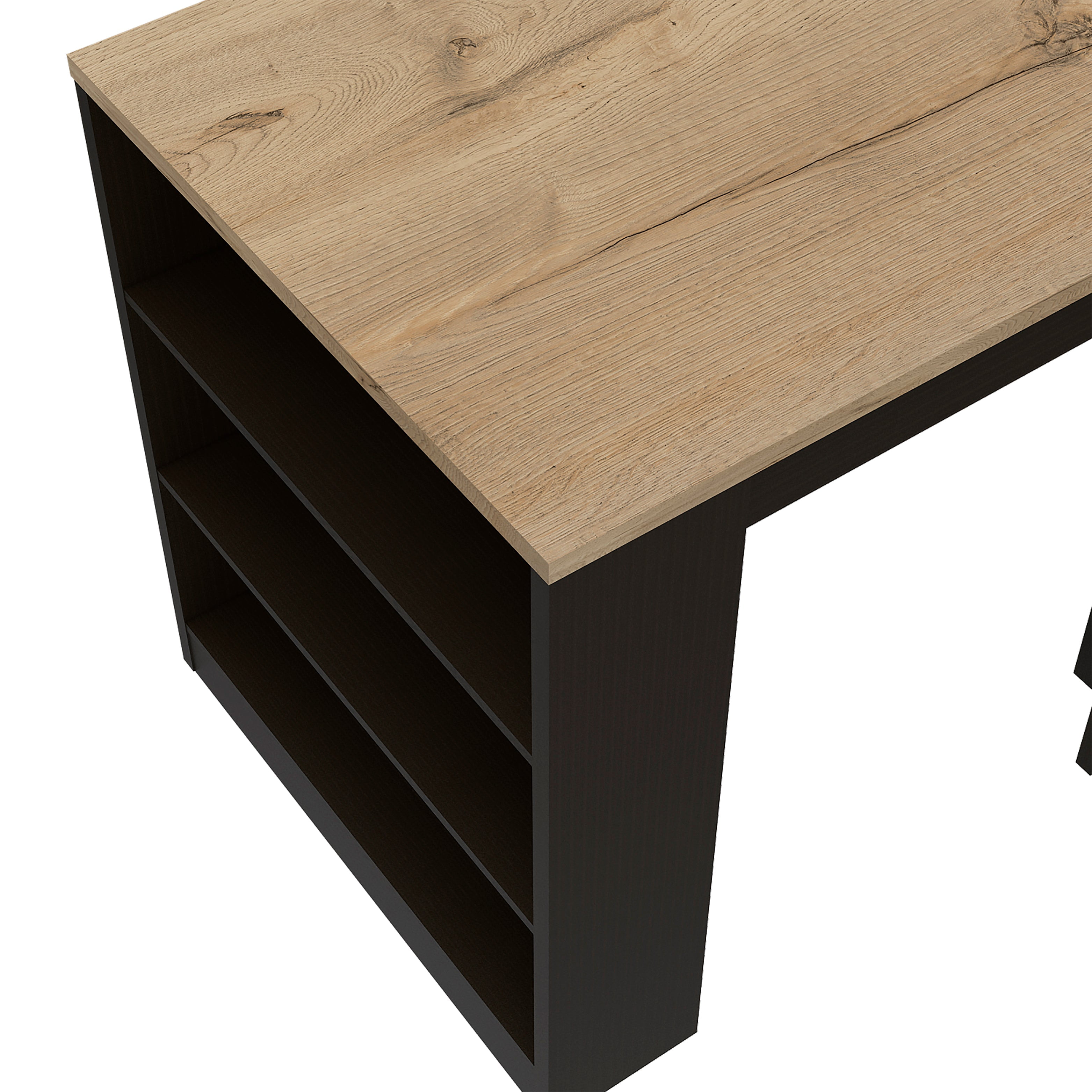 Boahaus Rennes Kitchen Island, Assembled Product Height 36 in, Black Wengue / Pine