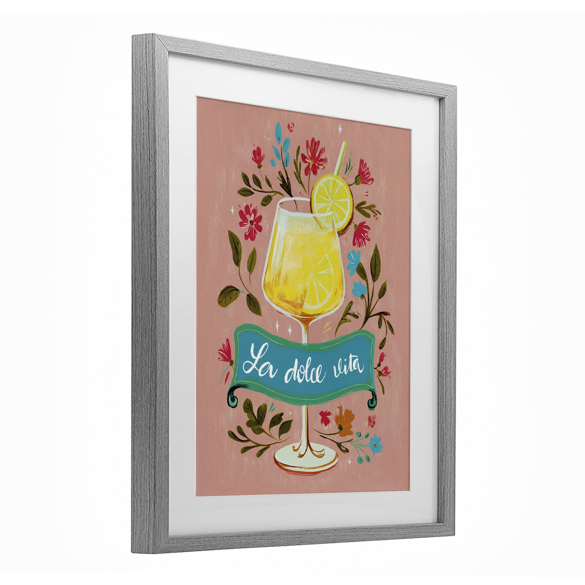 Stupell Industries Lemon Cocktail Sweet Life Gray Framed Print Under Glass, design by Yen