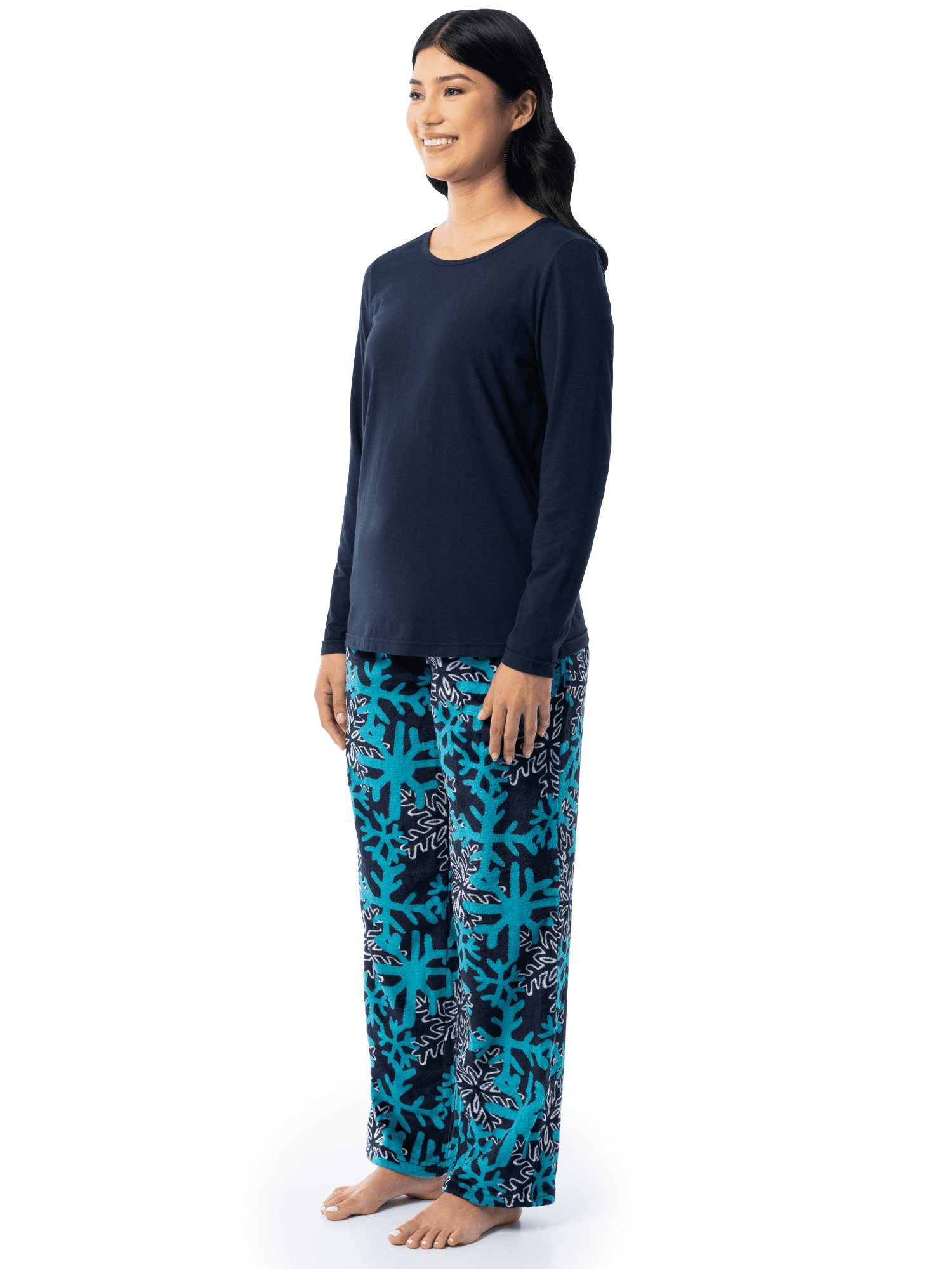 Fruit of the Loom Women's Beyond Soft Long Sleeve Top & Fleece Bottom Pajama Set, Sizes S-4X