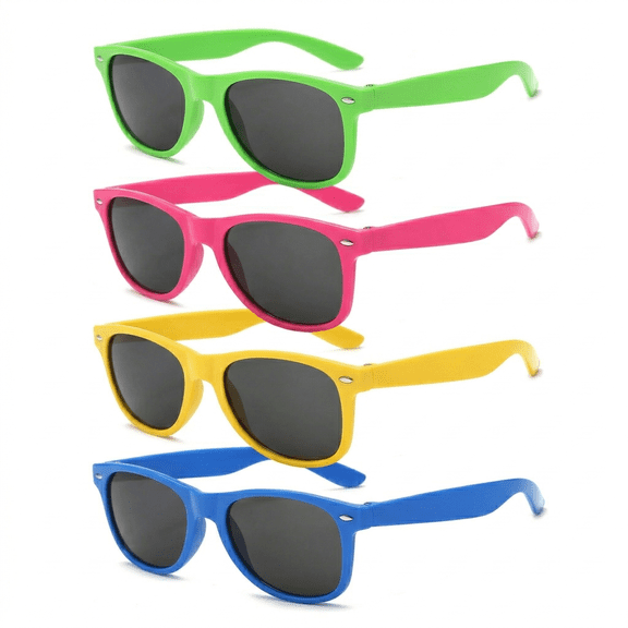 Colorful Sunglasses 4 Pack for Adults, Party Sunglasses Bulk Set for Festivals and Group Events