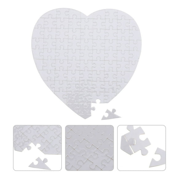 MUSEYA 5Sets White Sublimation Jigsaw Puzzle Heart Shaped DIY Heat Transfer Blank Puzzle