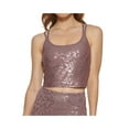 thumbnail image 3 of CALVIN KLEIN PERFORMANCE Womens Purple Moisture Wicking Fitted Strappy Back Padded Animal Print Sleeveless Scoop Neck Tank Top XL, 3 of 3
