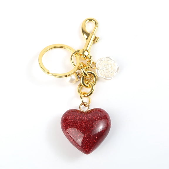 Januofit Red Heart Keychain Cute Rose Flower Keychain Love Gifts for Valentines Perfect Romantic Accessories